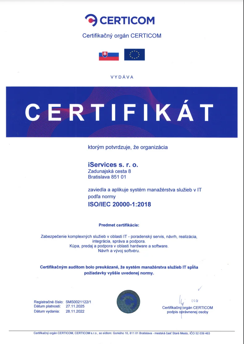 Certifikáty iServices