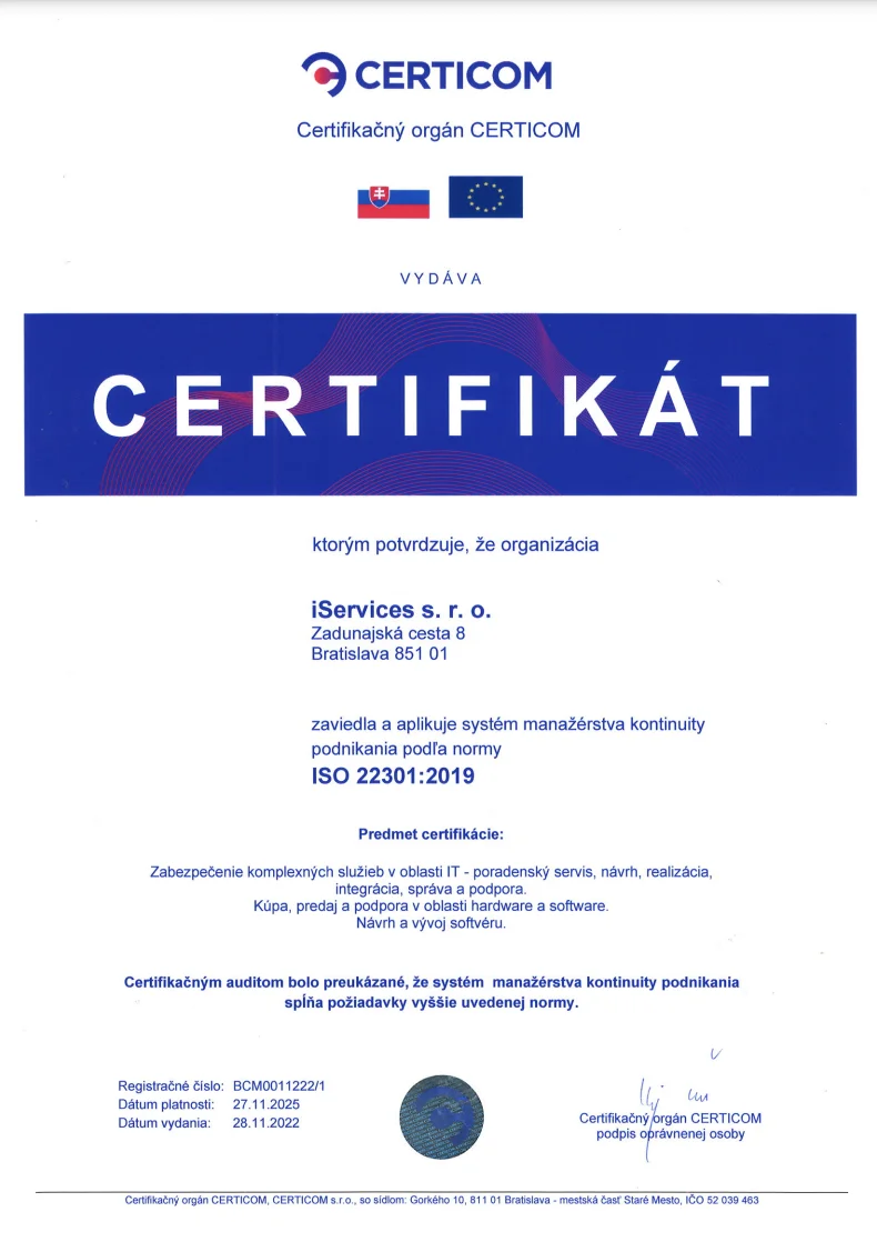 Certifikáty iServices